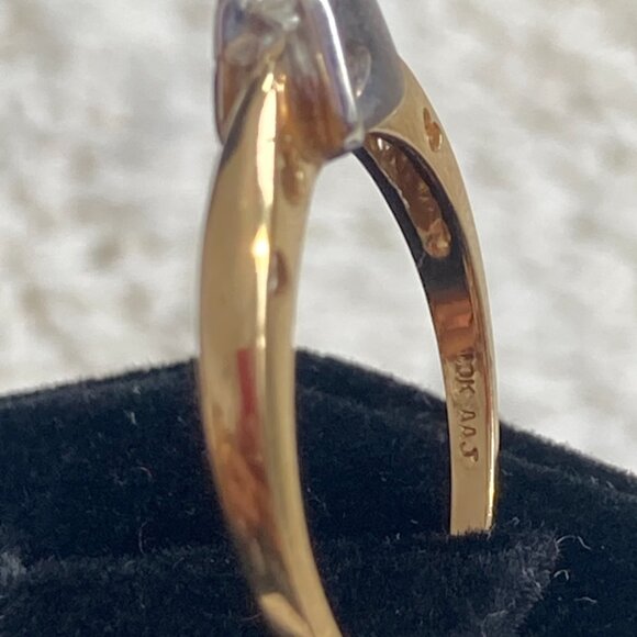 Diamond Solitaire Ring with Heart Accents in Yellow Gold Perfect for Valentine's - Picture 8 of 12